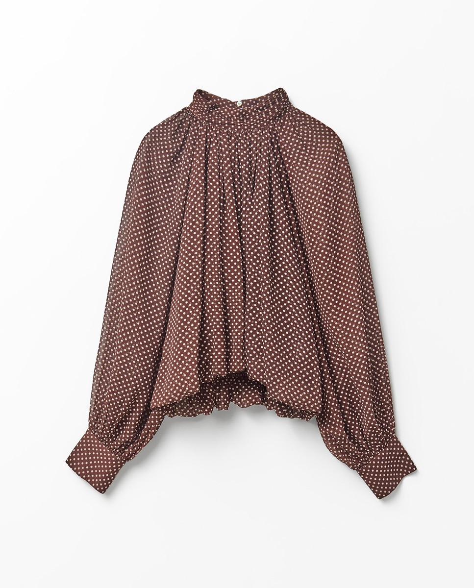 Blusa às Bolinhas Ensacada Chocolate-6