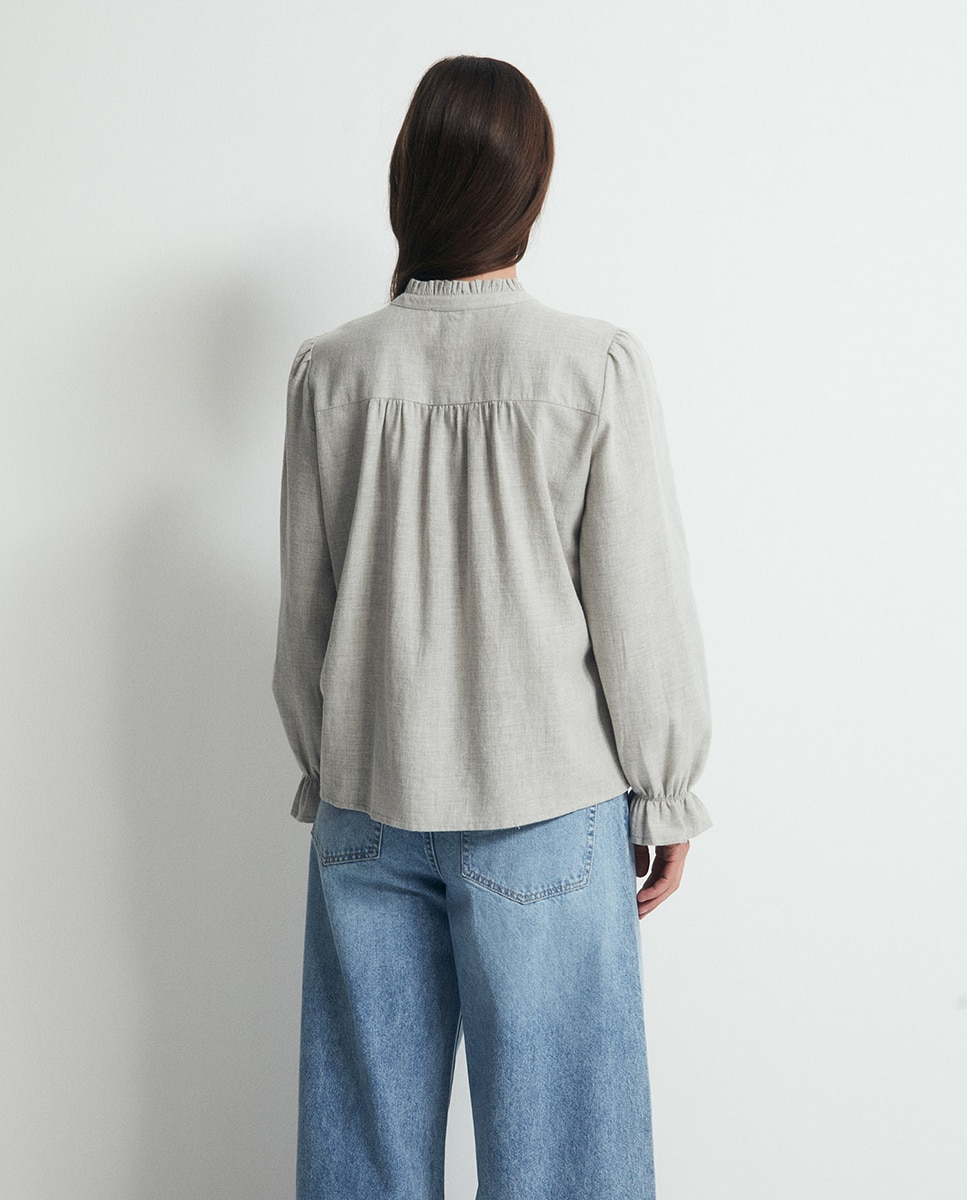 Blusa bordada Cinzento-claro-5