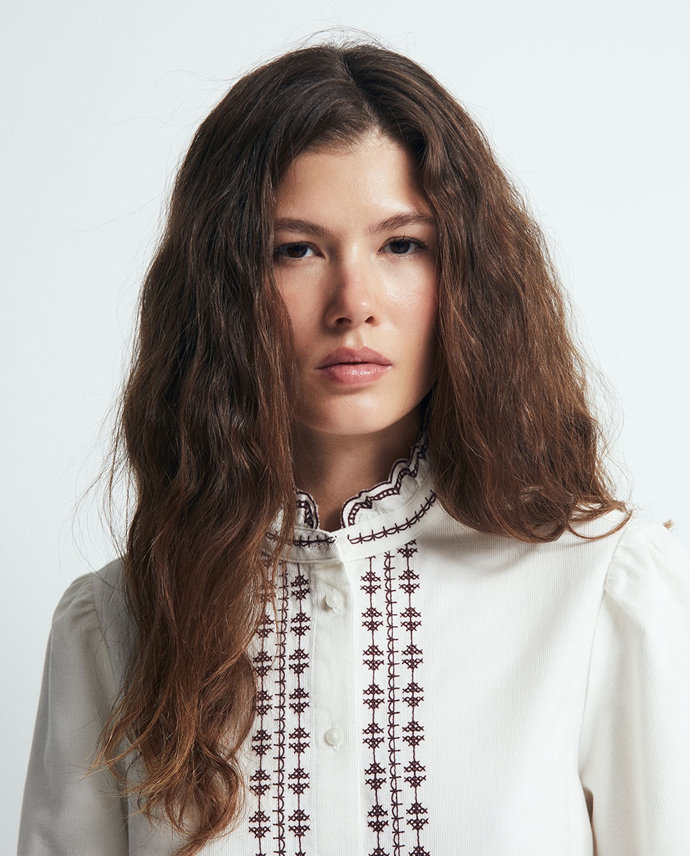 Camisa de Bombazina Branco-marfim-3