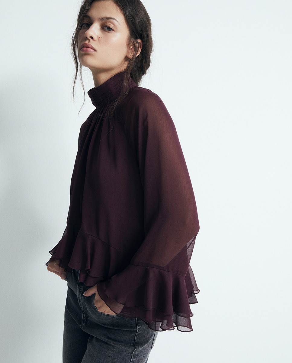 Blusa volantes - Sfera - Ciruela Ciruela-1