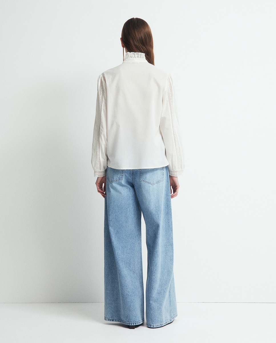 Blusa Romântica com Renda Branco-5