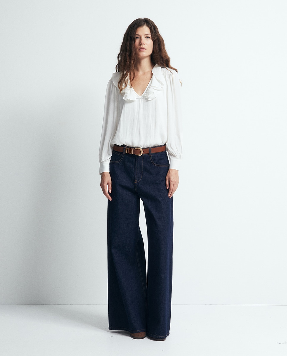 Blusa volante escote - Sfera - Blanco Blanco-2