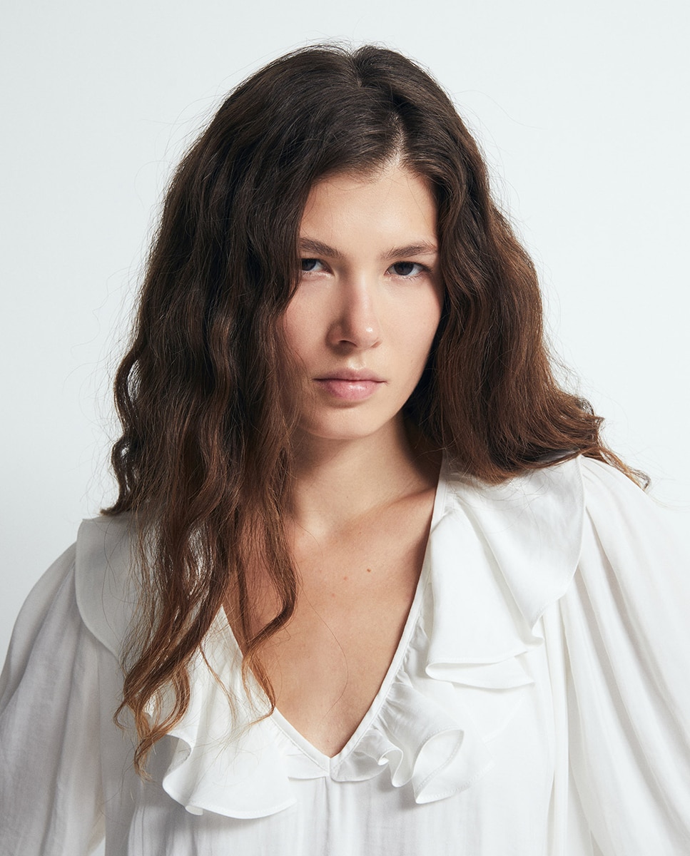 Blusa volante escote - Sfera - Blanco Blanco-3