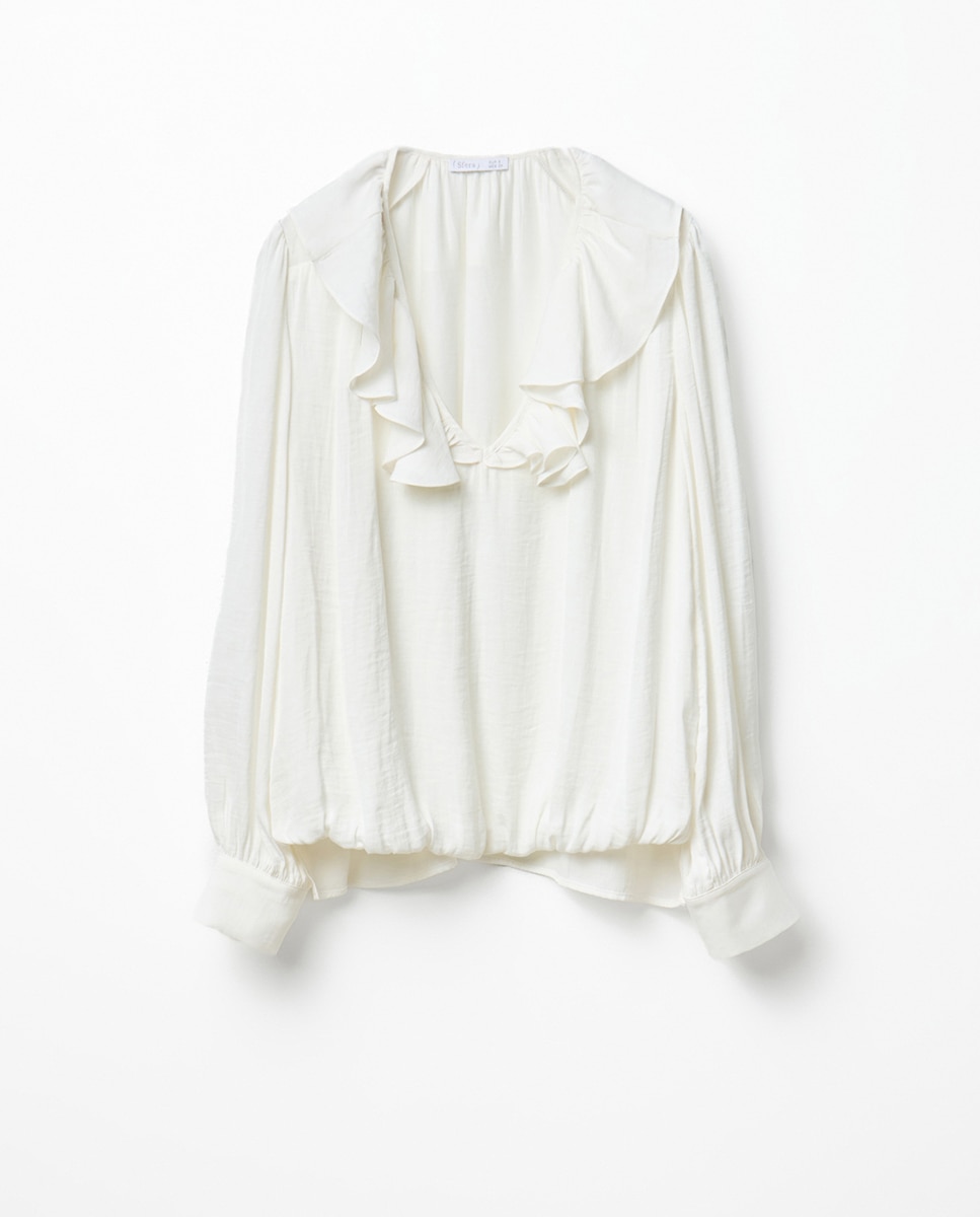 Blusa volante escote - Sfera - Blanco Blanco-6