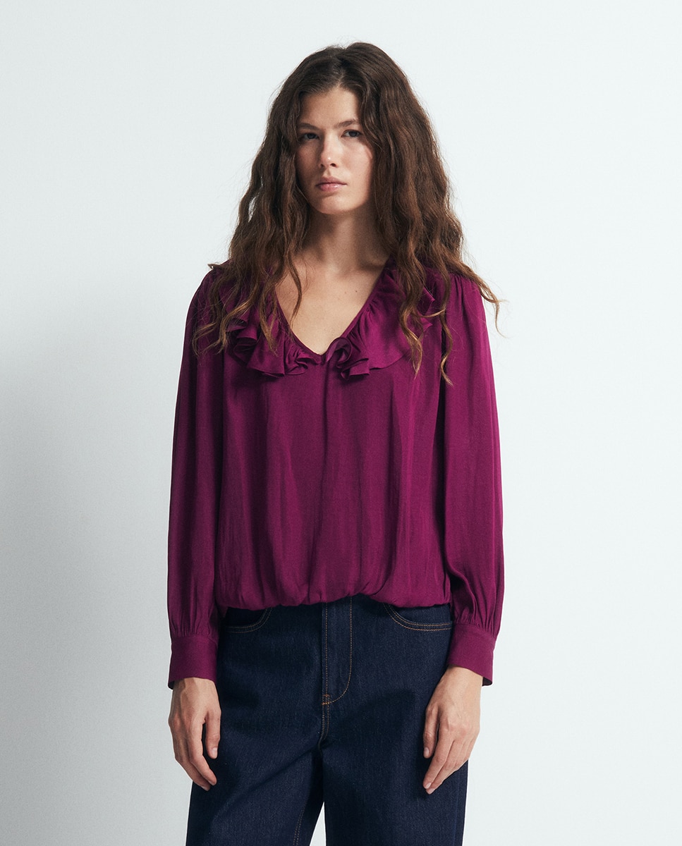 Blusa volante escote - Sfera - Burdeos Burdeos-1