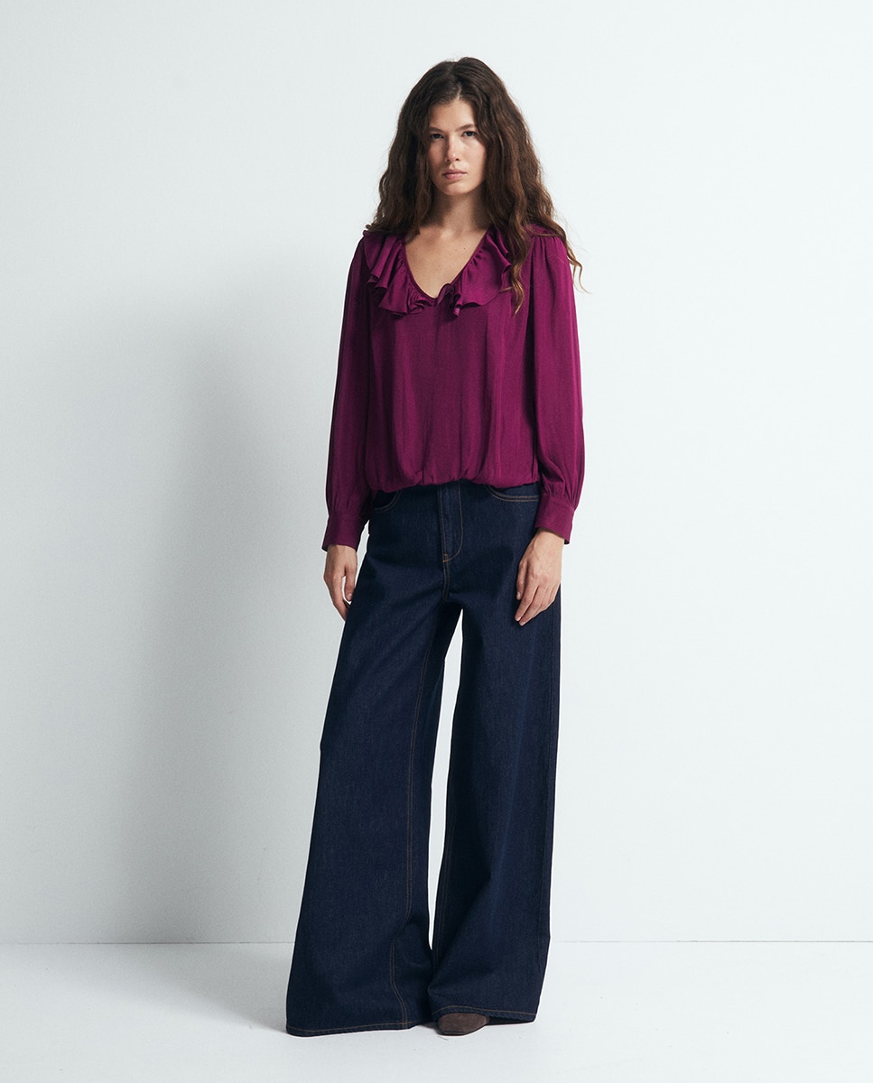 Blusa volante escote - Sfera - Burdeos Burdeos-2