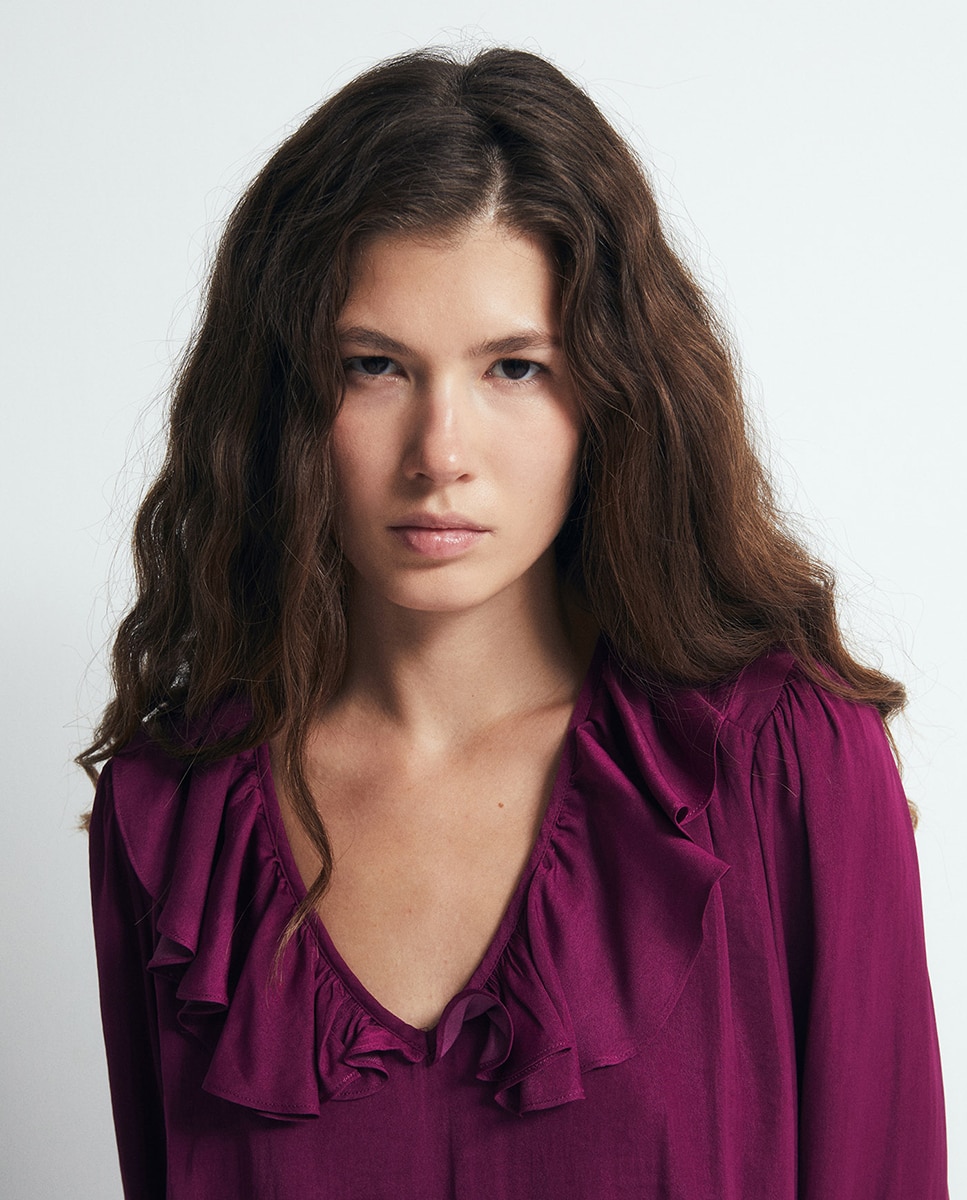 Blusa volante escote - Sfera - Burdeos Burdeos-3