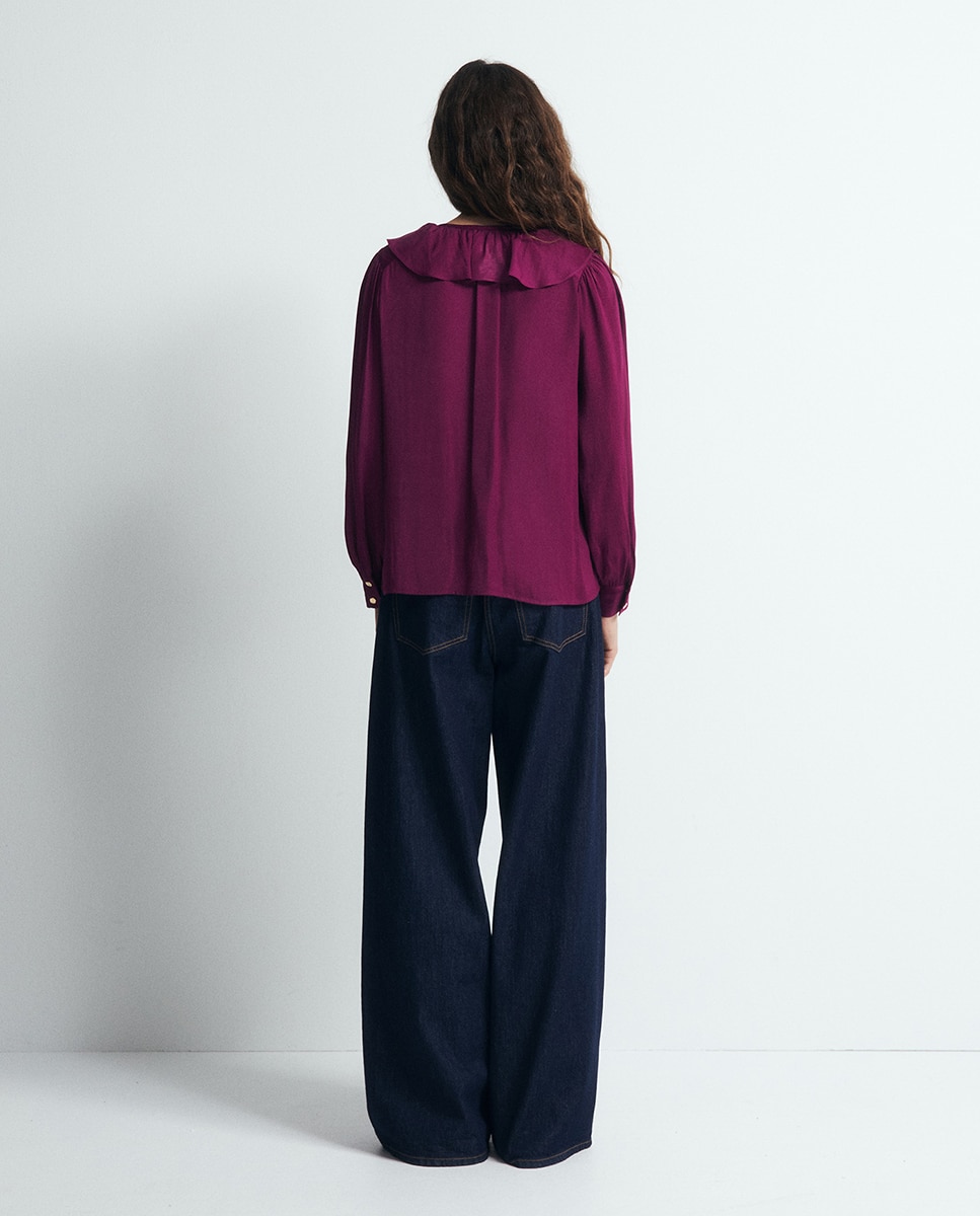 Blusa volante escote - Sfera - Burdeos Burdeos-5
