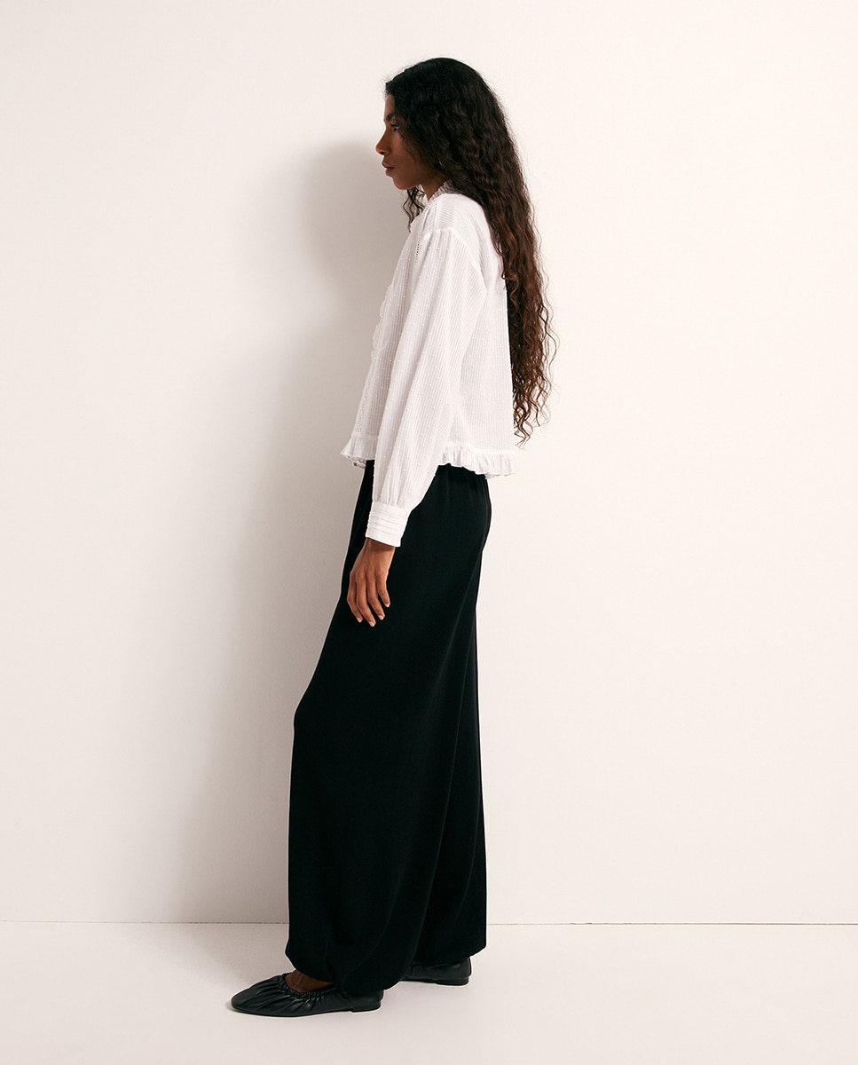 Blusa Romântica de Algodão Branco-4