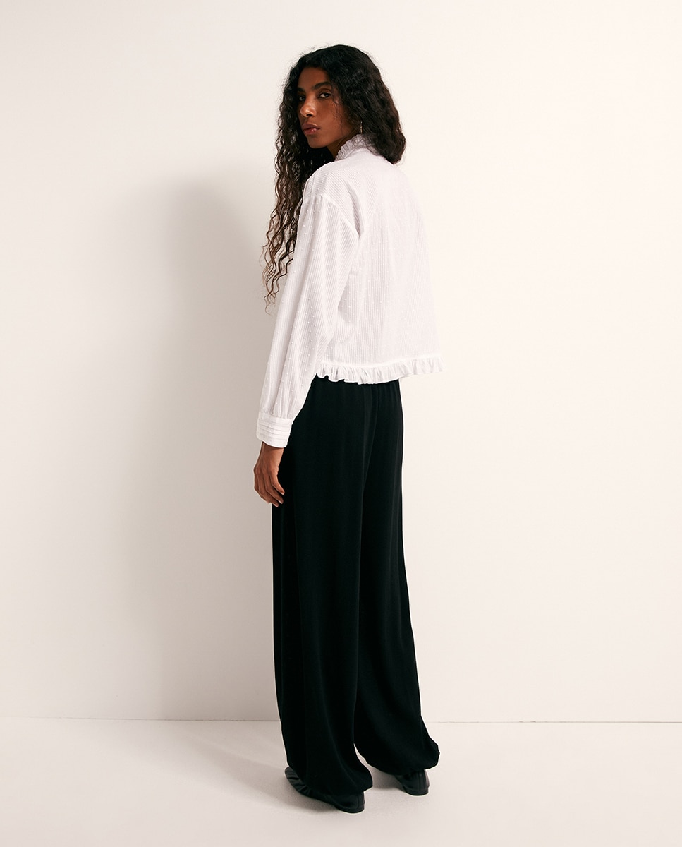 Blusa Romântica de Algodão Branco-5
