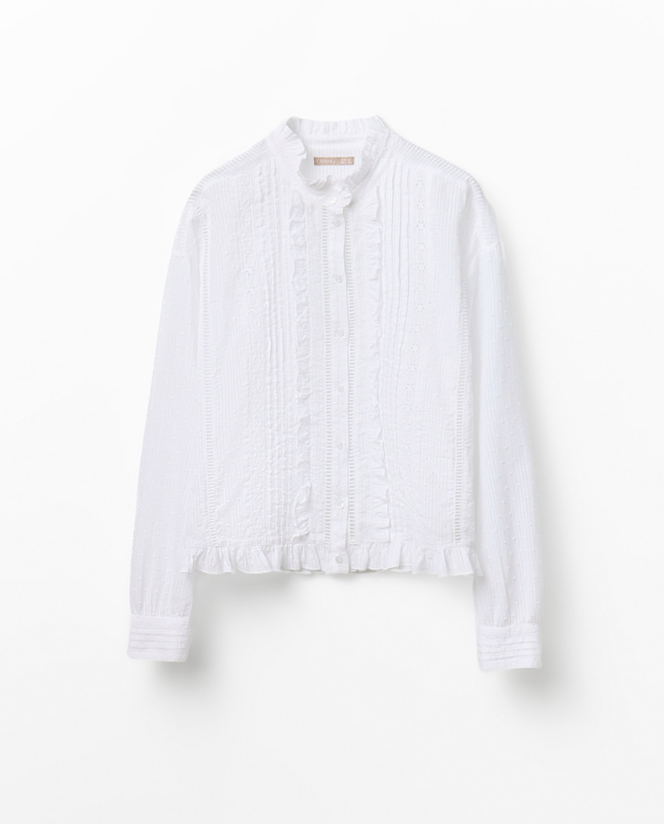 Blusa Romântica de Algodão Branco-6