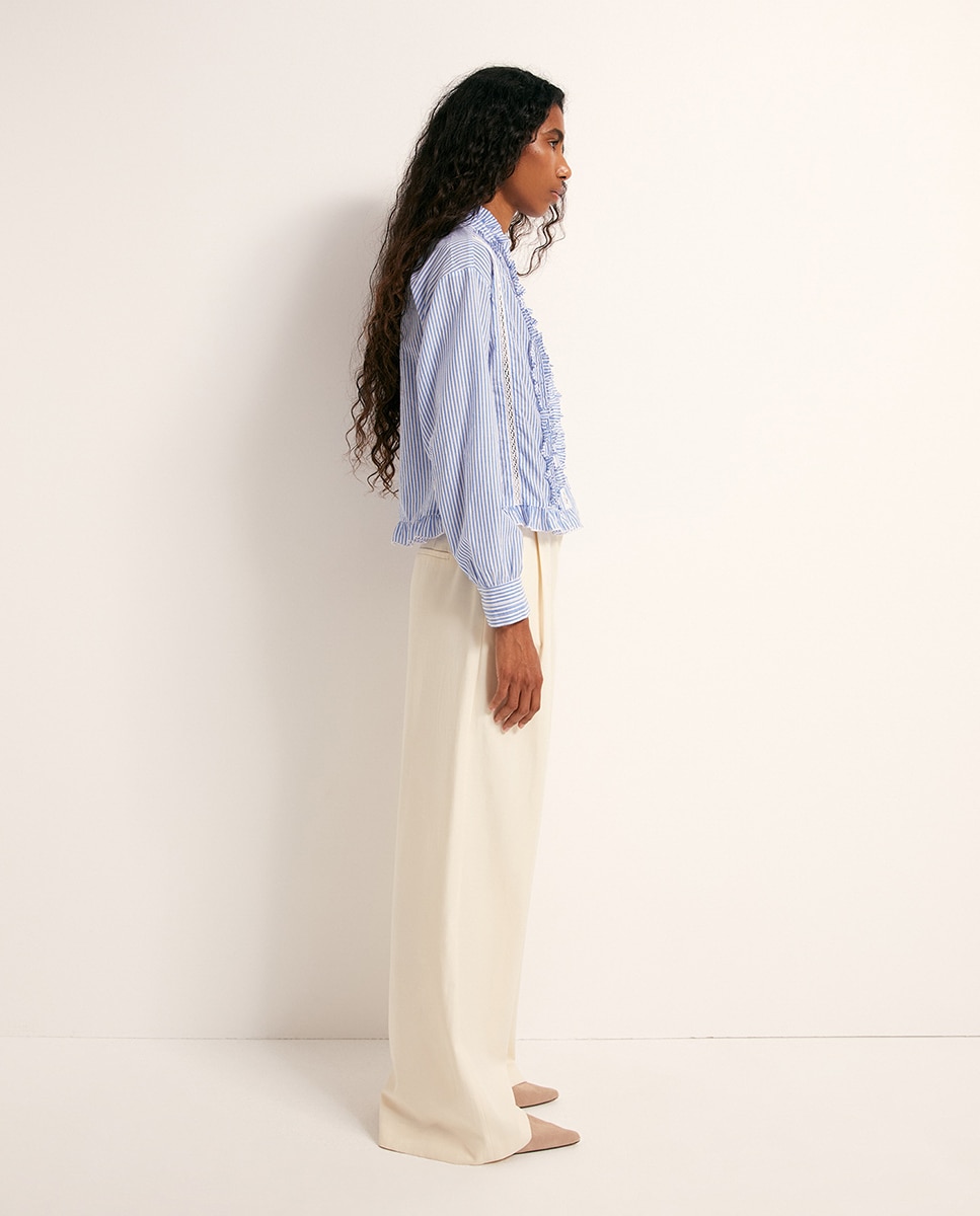 Blusa Romântica de Algodão 400 Azul-3
