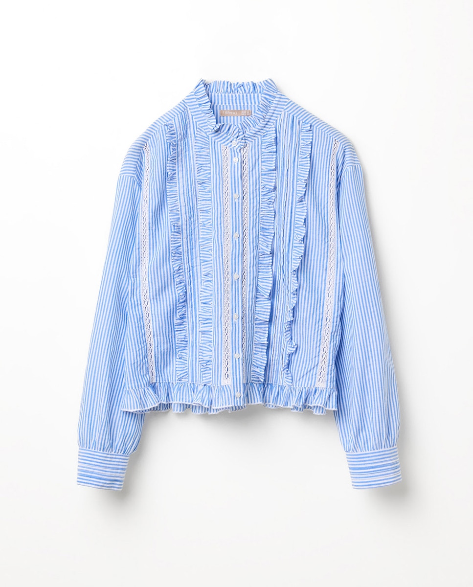 Blusa Romântica de Algodão 400 Azul-5
