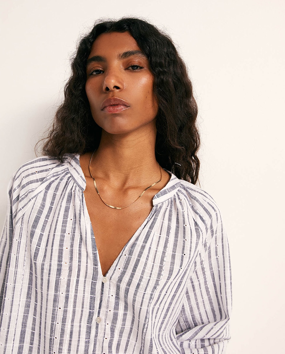 Blusa de Manga Raglã com Botões 400 Azul-3