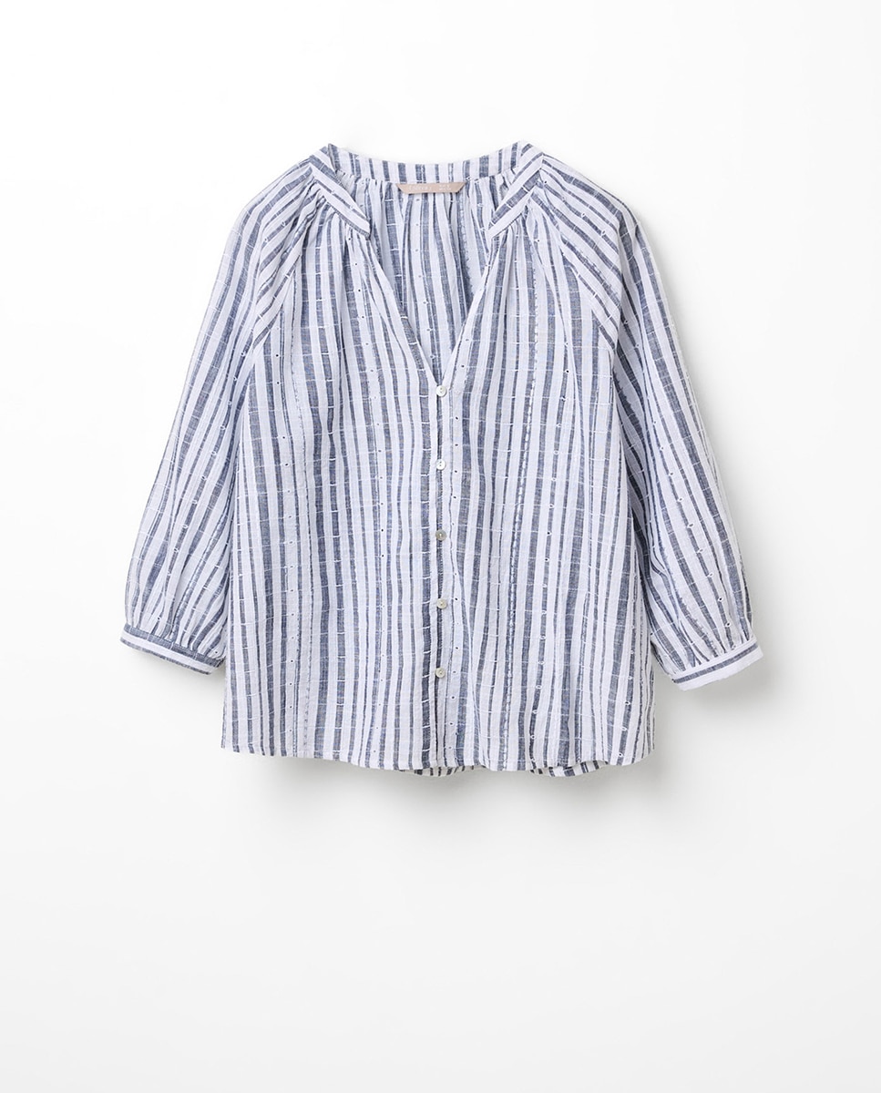 Blusa de Manga Raglã com Botões 400 Azul-6