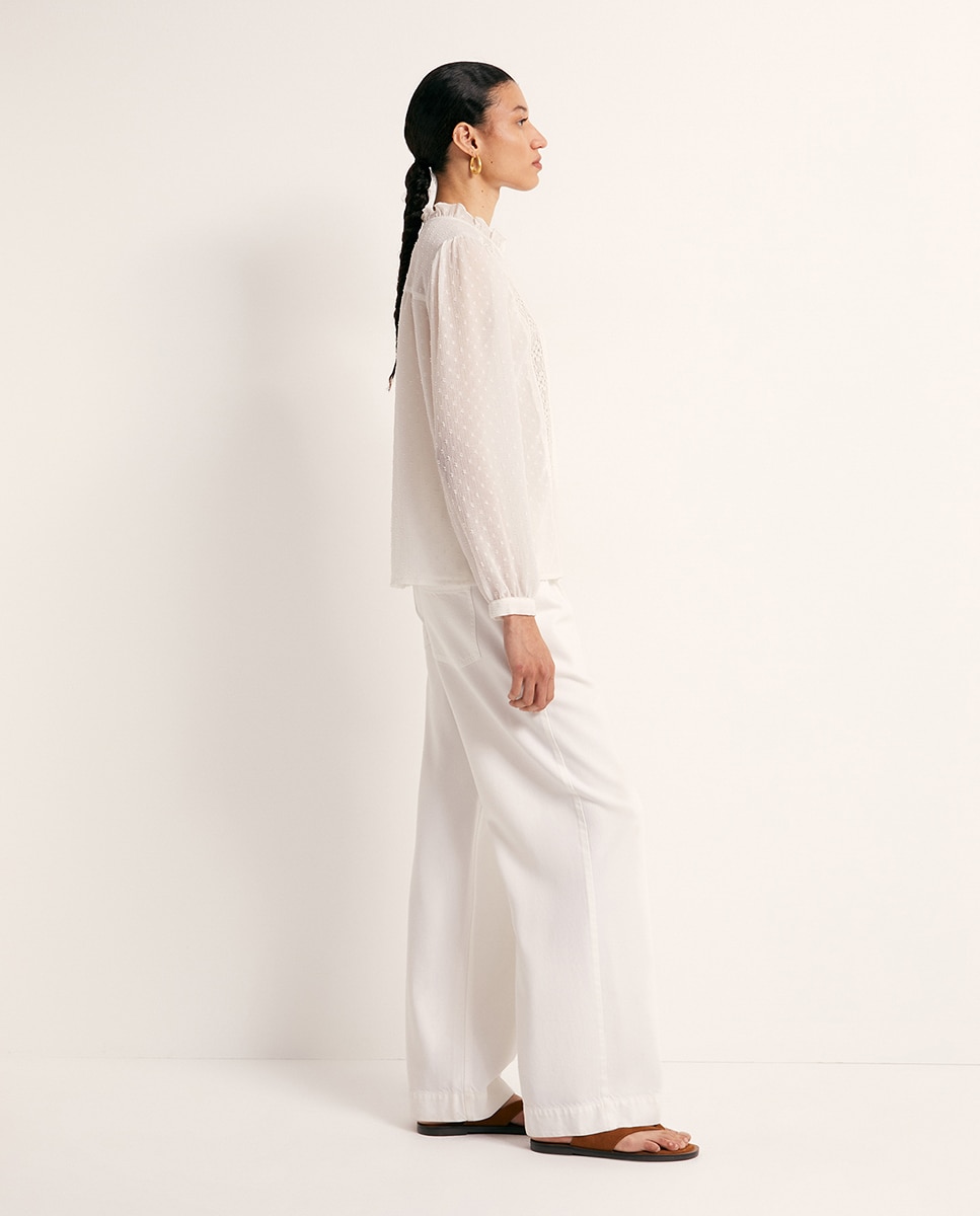 Blusa com Plumetti e Fitas Branco-3