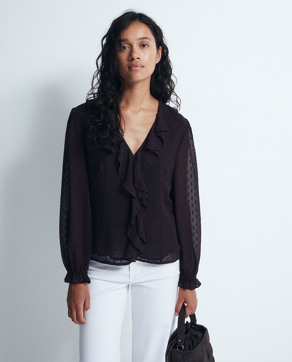 Imagem 0 de Blusa de Plumetti com Folho