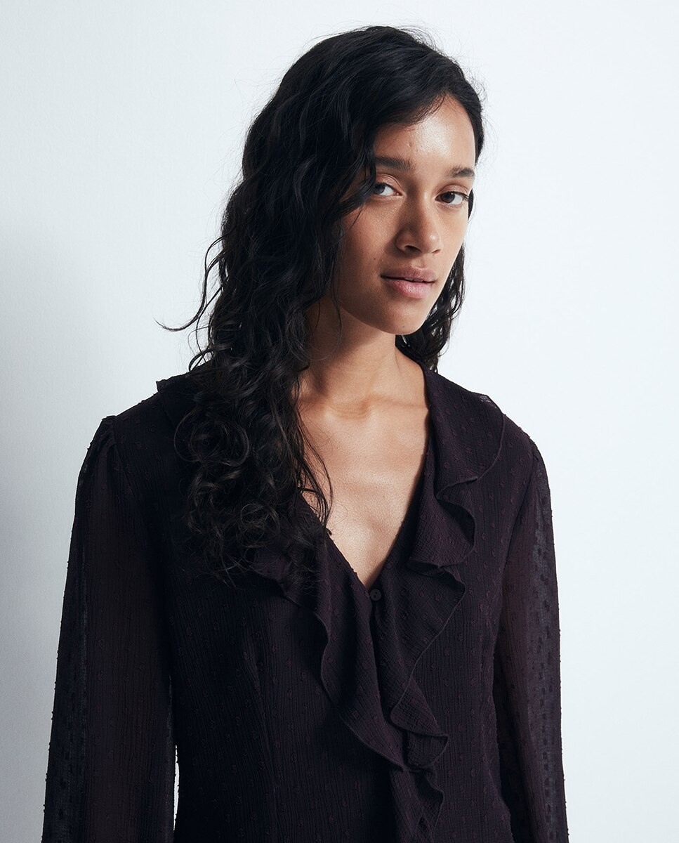 Blusa de Plumetti com Folho 291 Beringela-3