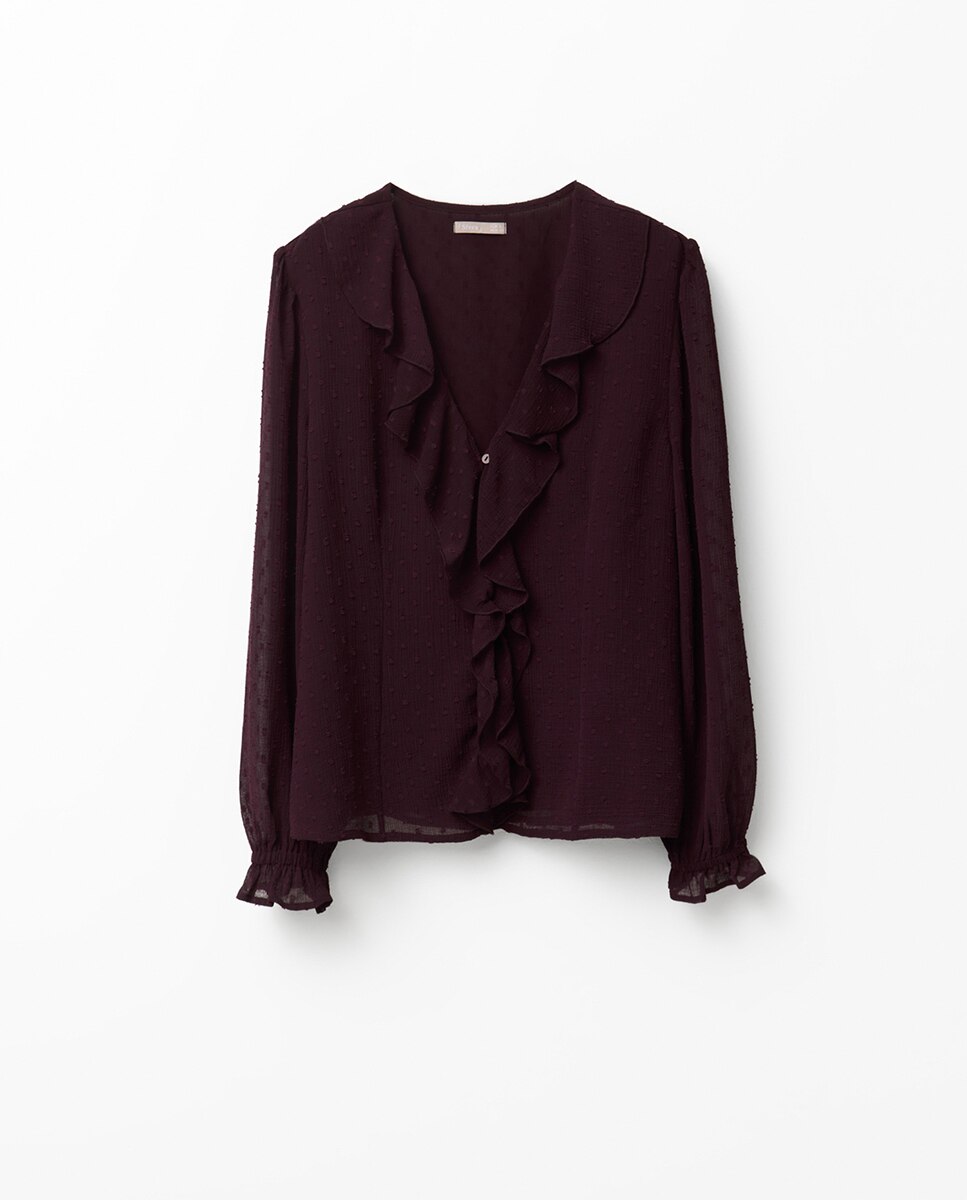 Blusa de Plumetti com Folho 291 Beringela-5