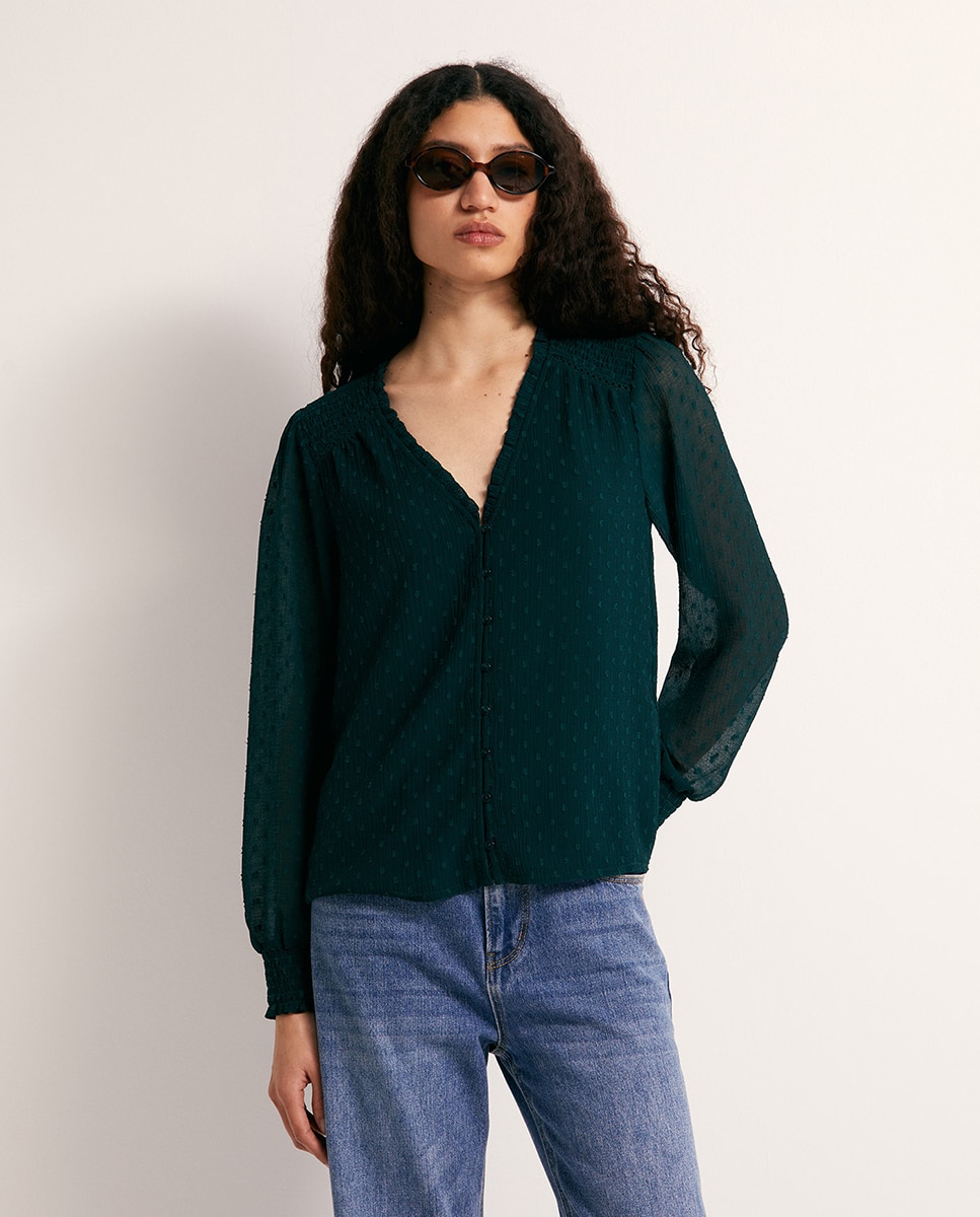 Imagem 0 de Blusa de plumeti com botões