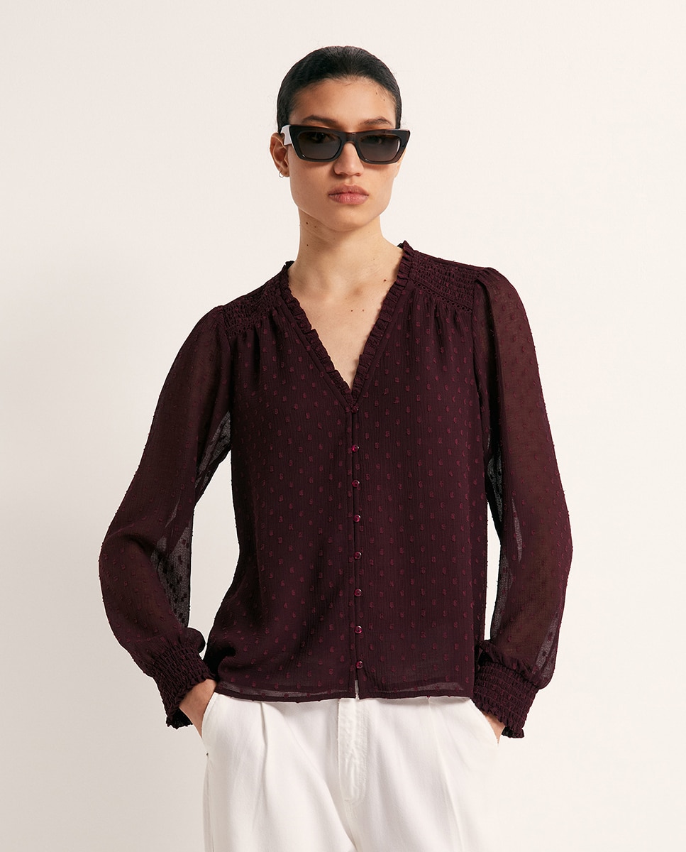 Imagem 0 de Blusa de plumeti com botões