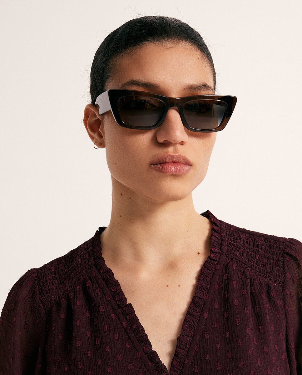 Blusa de plumeti com botões Bordeaux-4