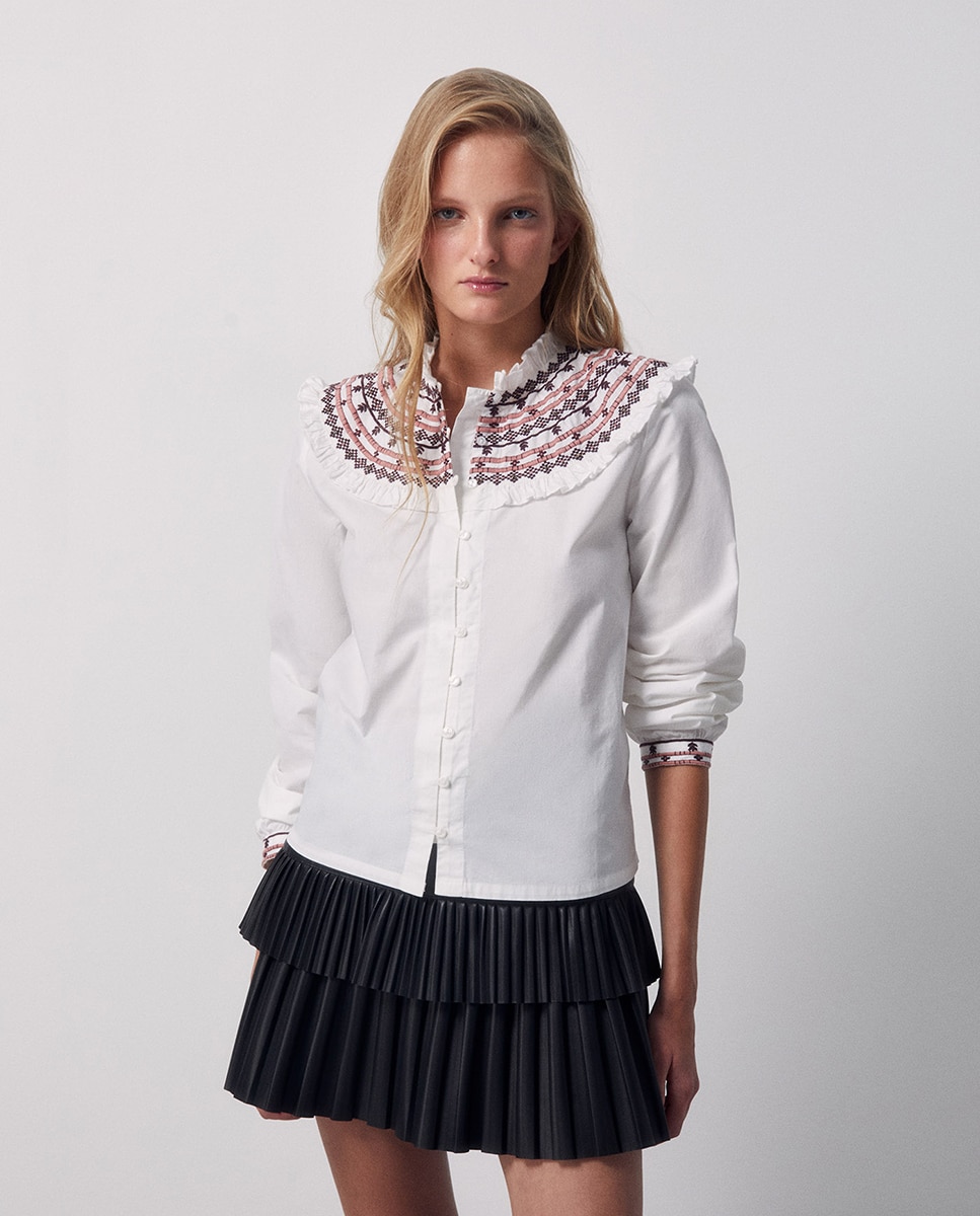 Imagen 1 de Blusa popelín bordada - Sfera - Rosa Rosa