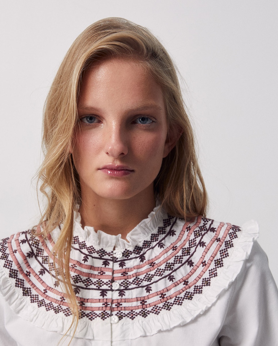 Imagen 2 de Blusa popelín bordada - Sfera - Rosa Rosa