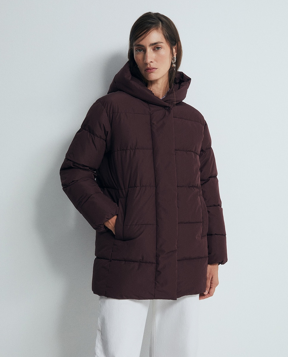 Parka com Gola Envolvente Bordeaux-2