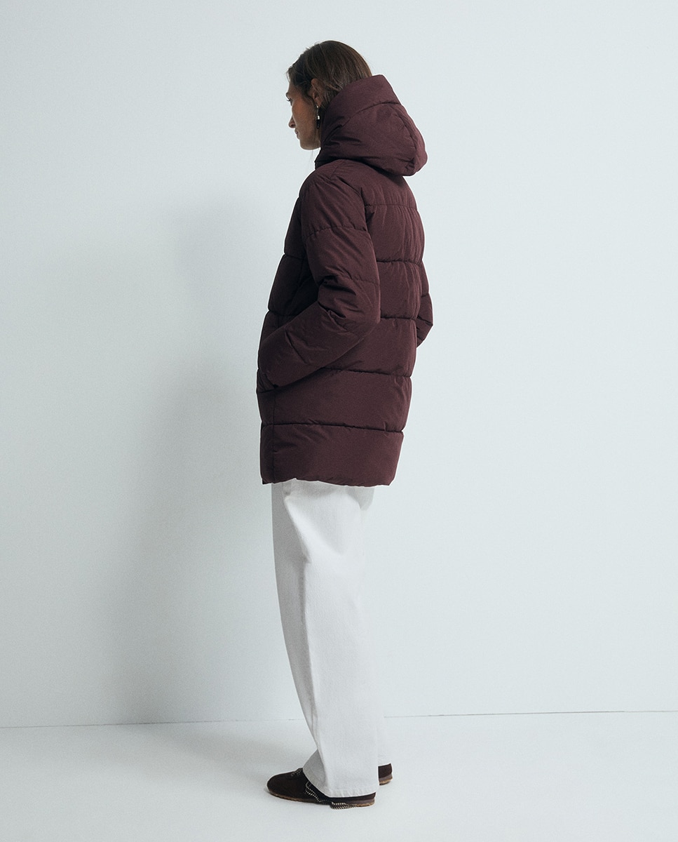 Parka com Gola Envolvente Bordeaux-4