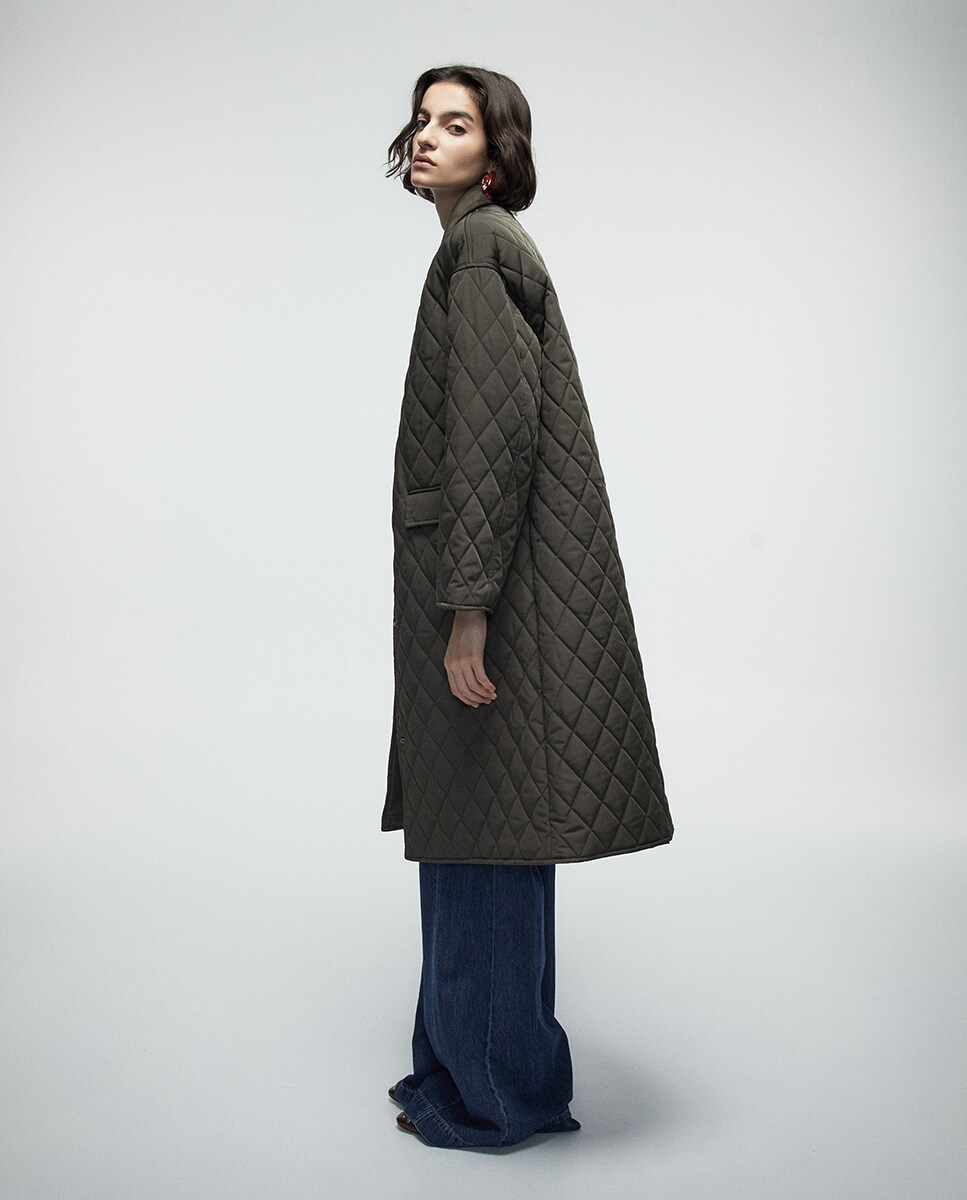 Acolchoado Comprido Caqui-5