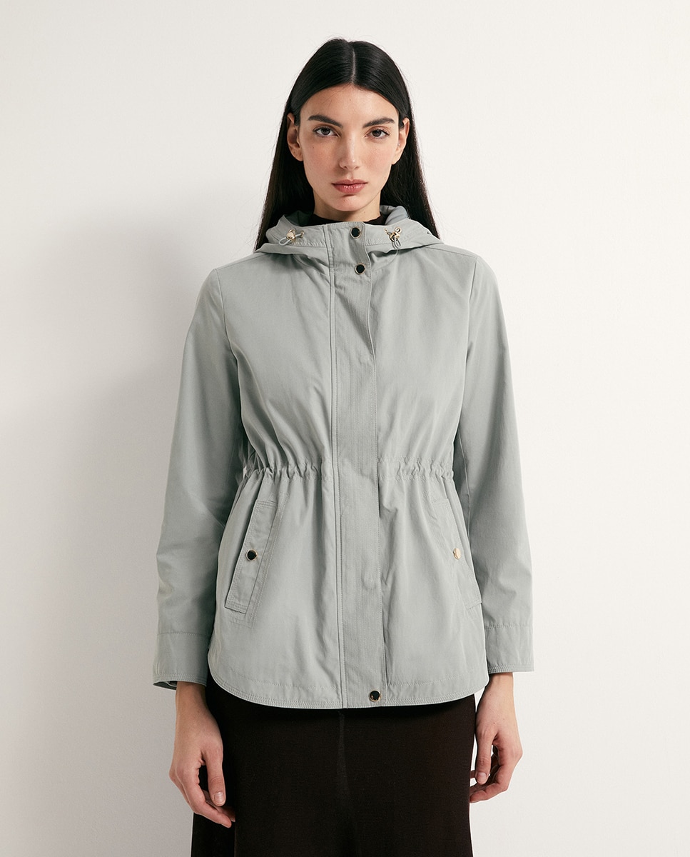 Parka com pespontos Verde-claro-2