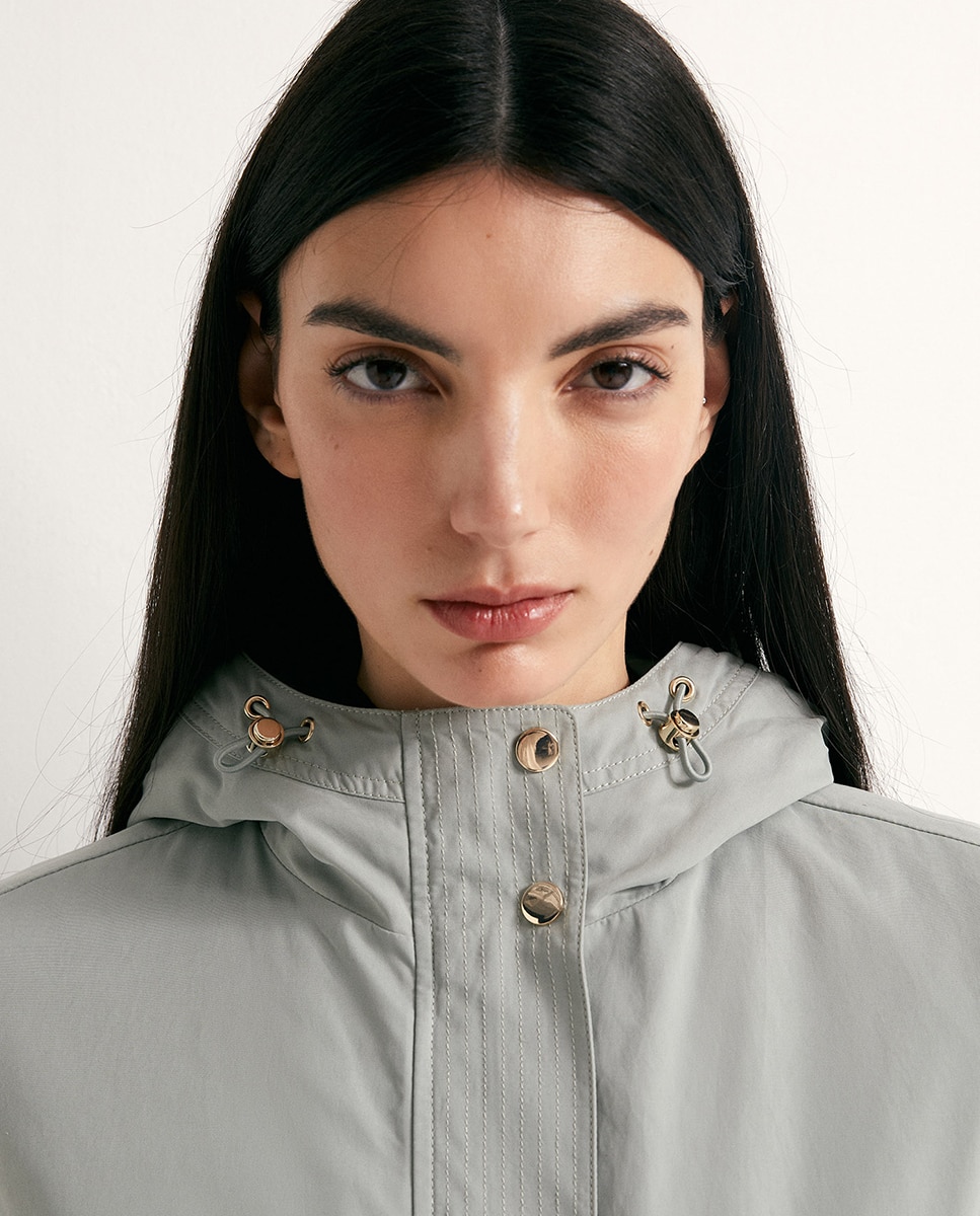 Parka com pespontos Verde-claro-3