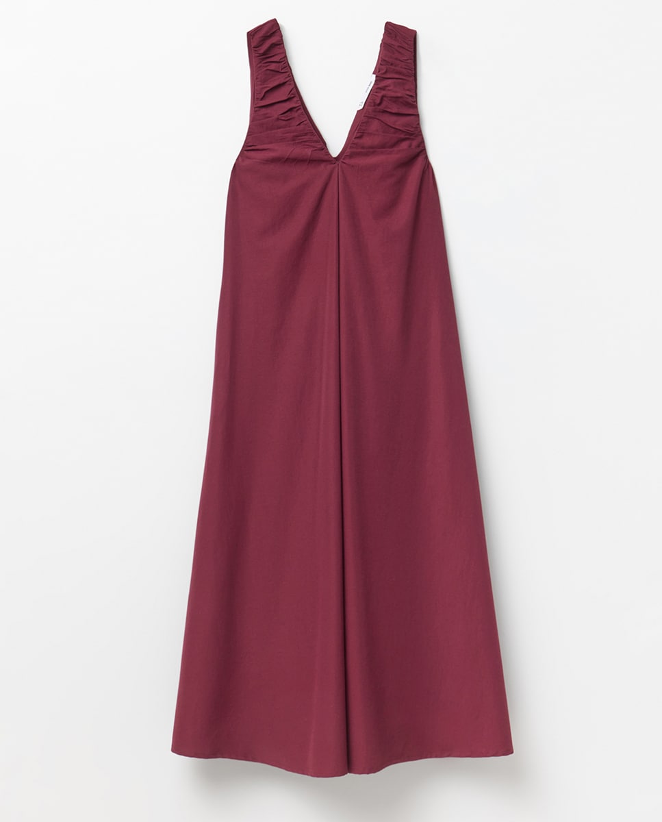 Vestido com Decote Franzido Ameixa-5