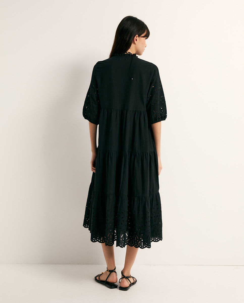 Vestido Camiseiro Schiffly Preto-5