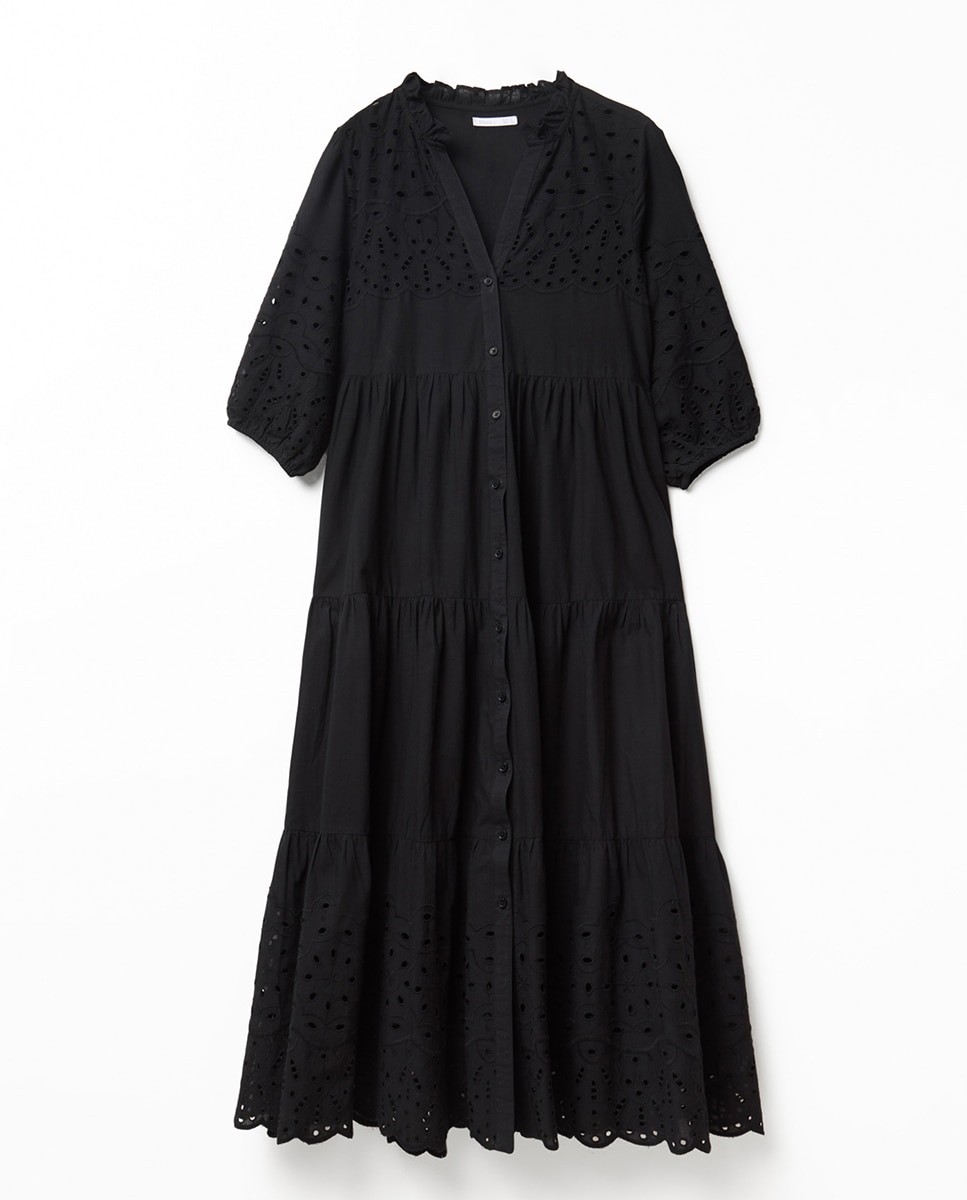 Vestido Camiseiro Schiffly Preto-6