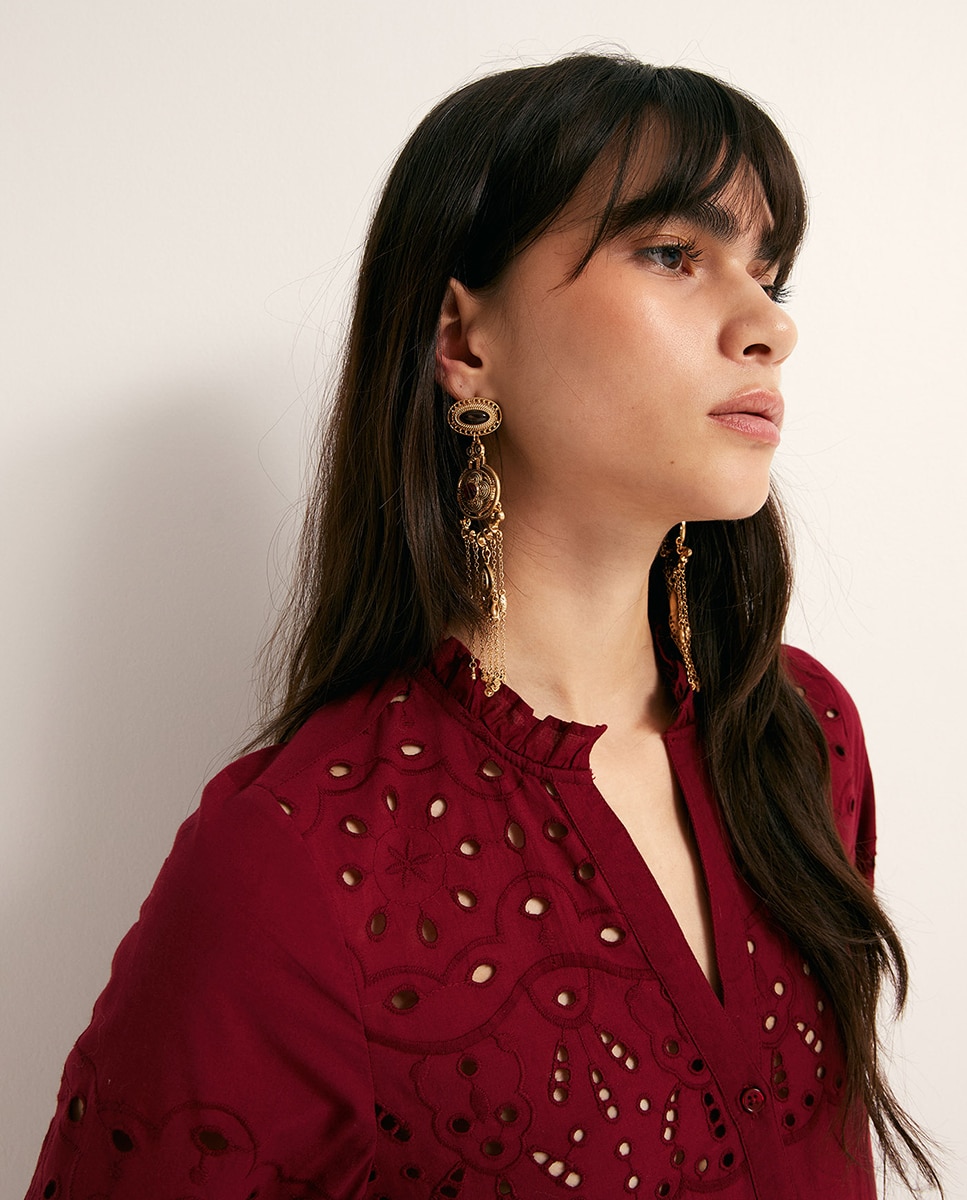 Vestido Camiseiro Schiffly Vermelho-3