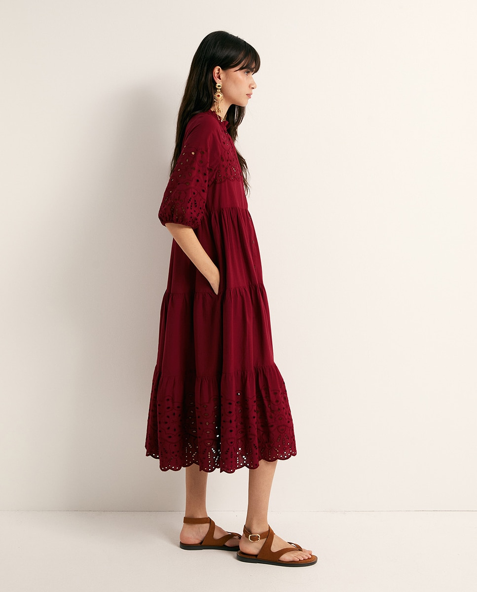 Vestido Camiseiro Schiffly Vermelho-4