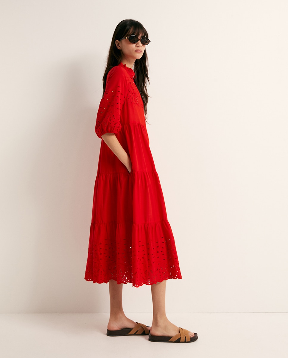Vestido Camiseiro Schiffly Vermelho-4