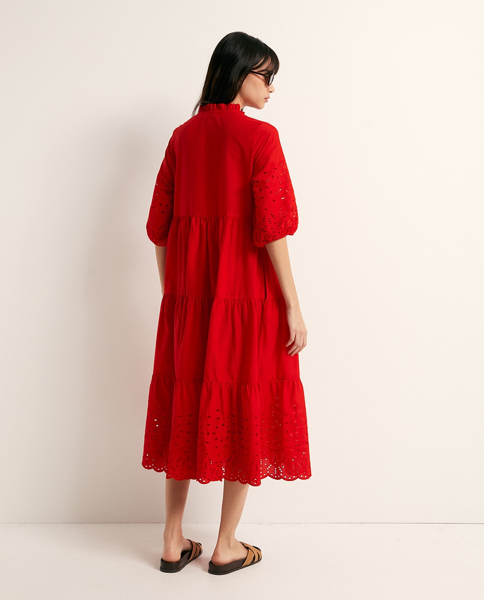 Vestido Camiseiro Schiffly Vermelho-5
