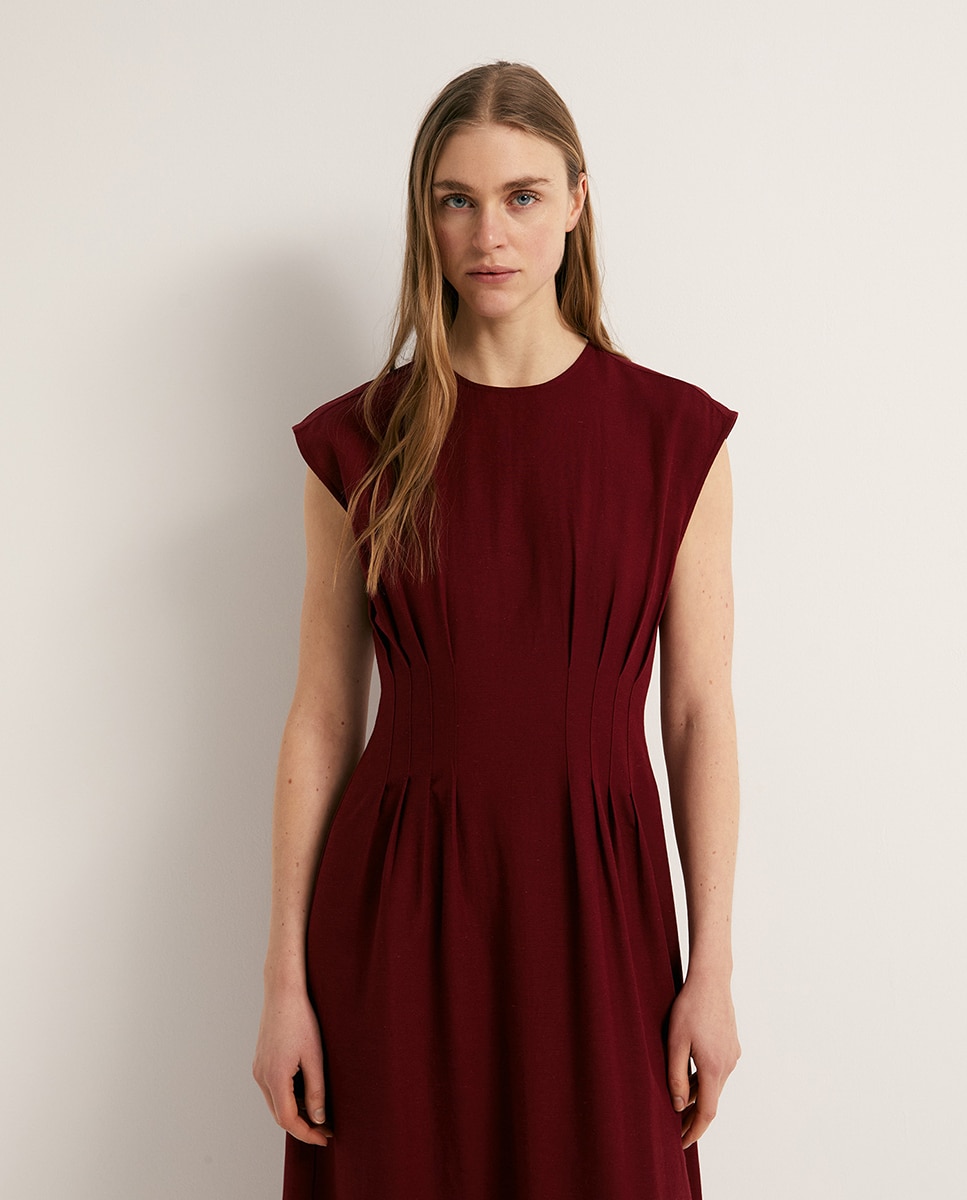 Vestido de Linho Bordado Bordeaux-2