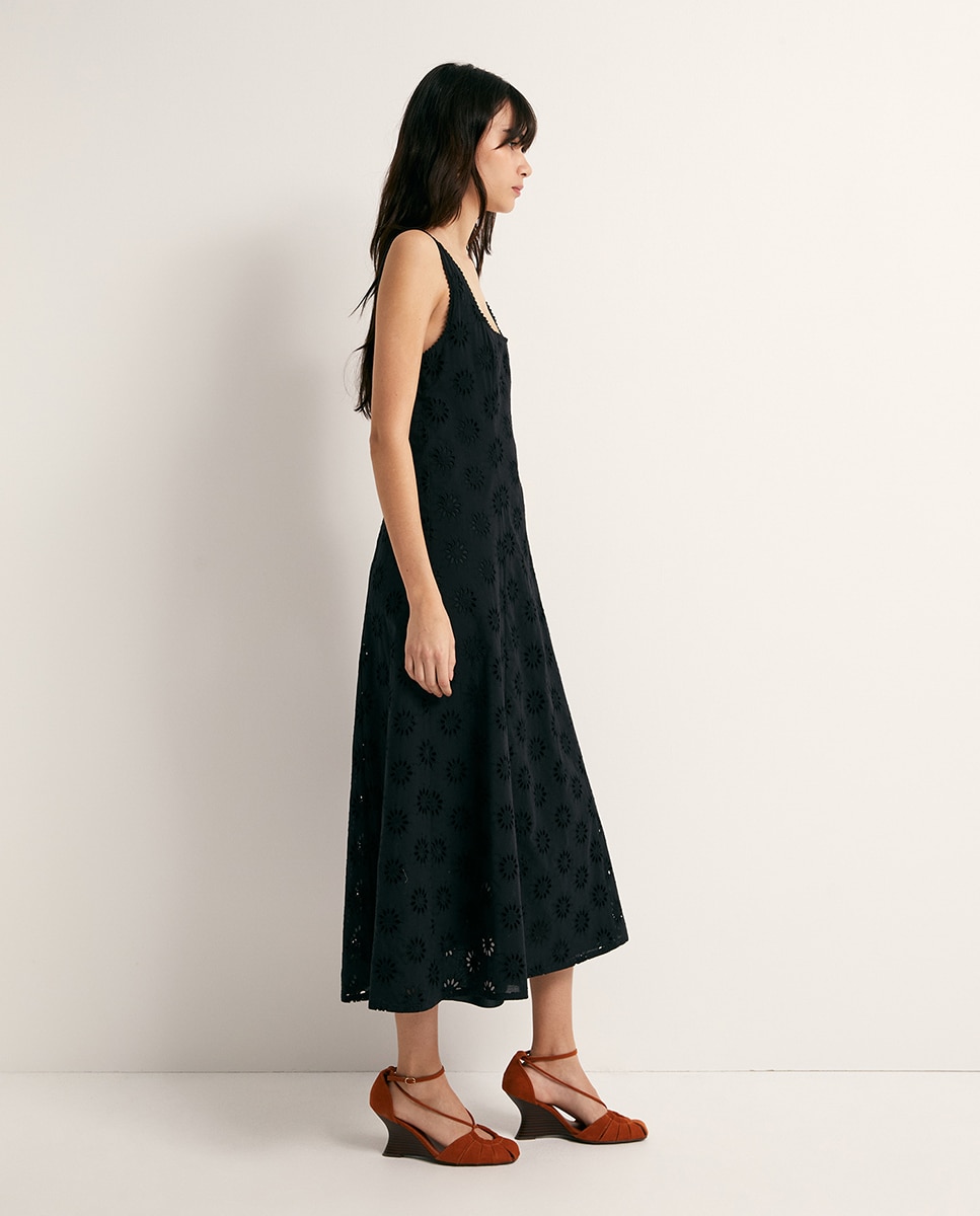 Vestido com Alças Schiffly Preto-4