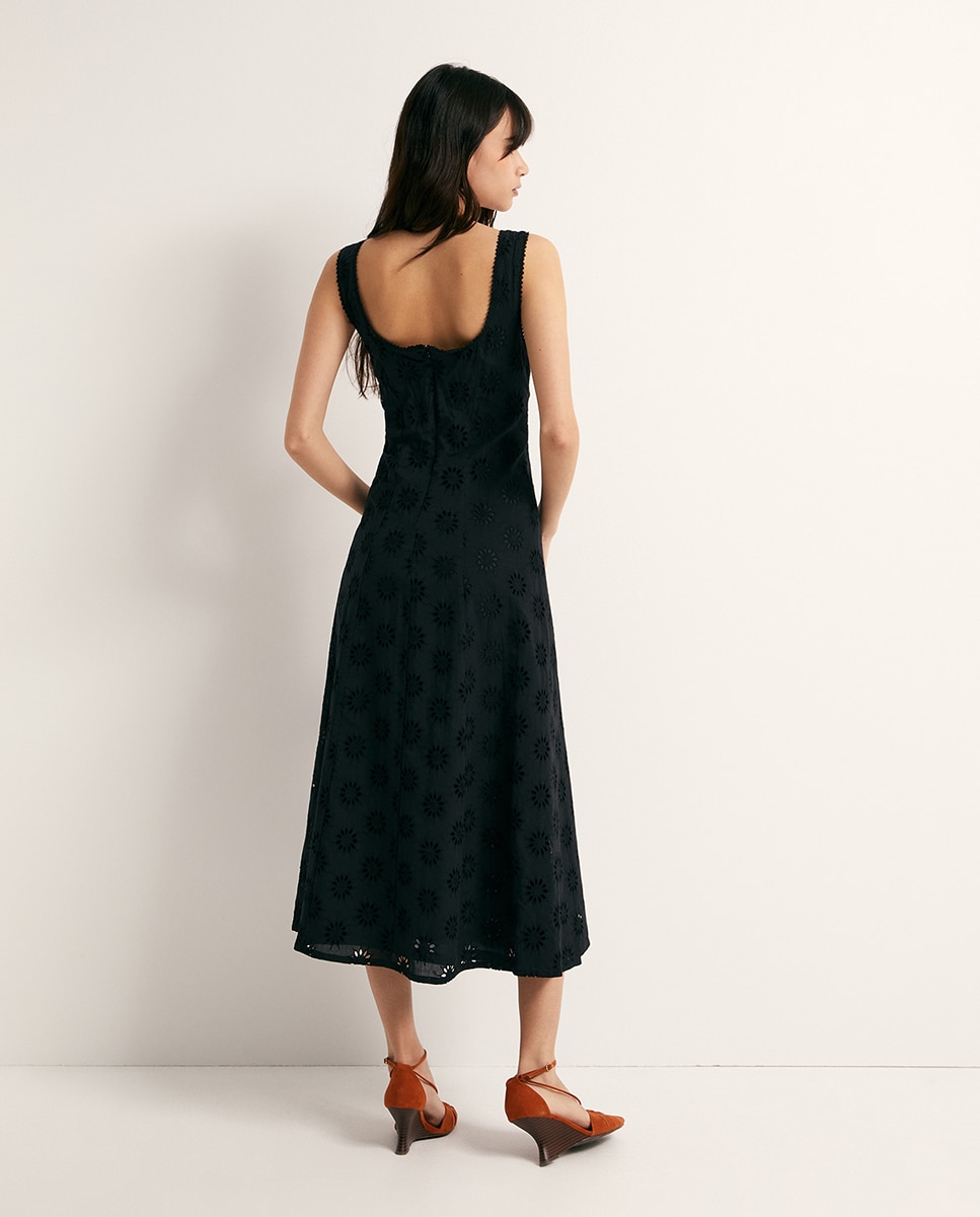 Vestido com Alças Schiffly Preto-5
