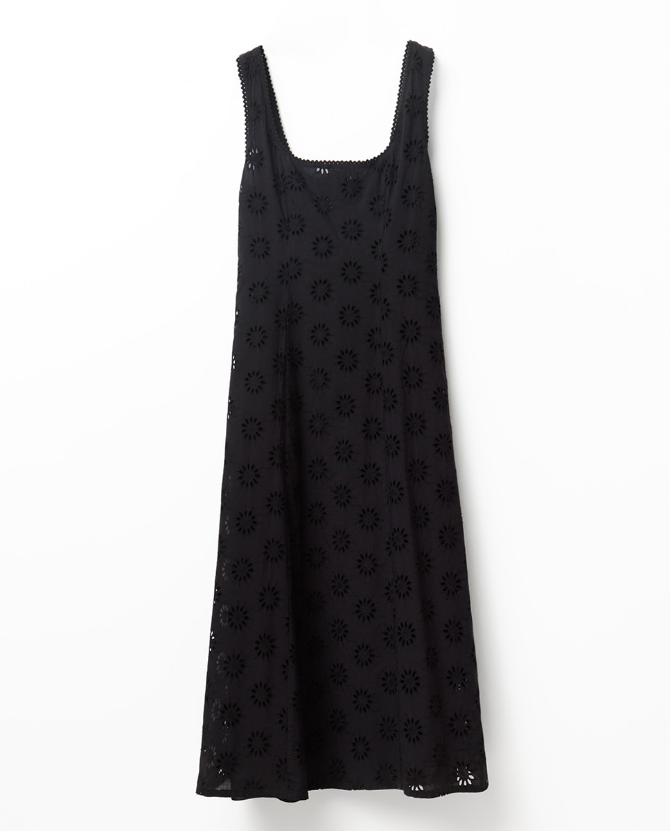 Vestido com Alças Schiffly Preto-6