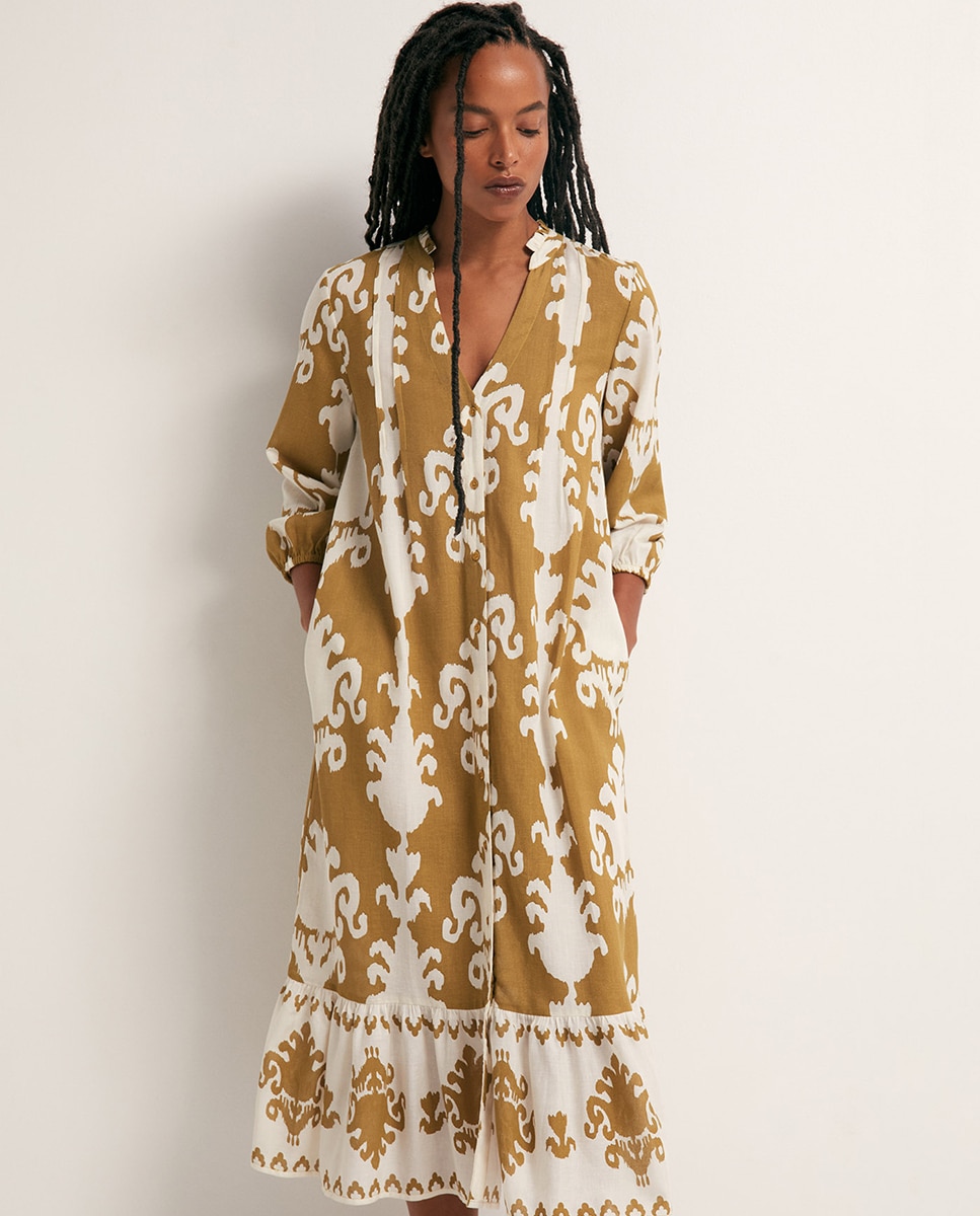 Vestido estampado Caqui-2