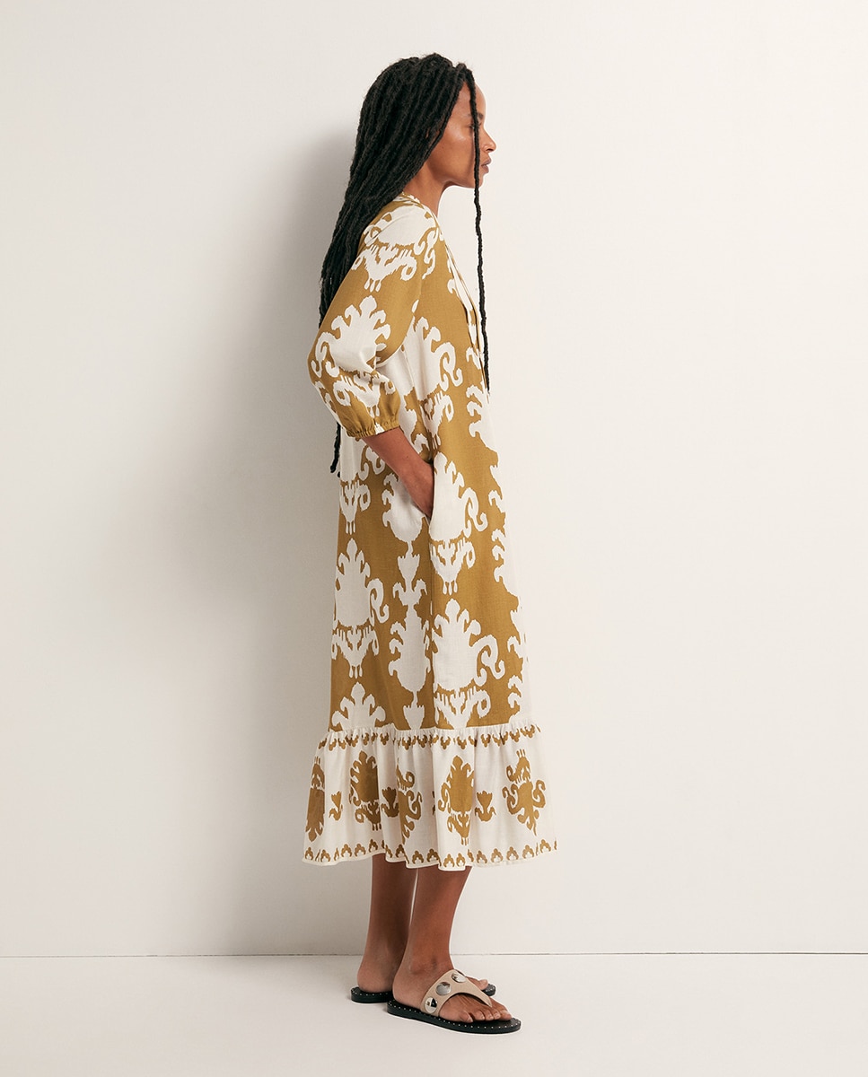 Vestido estampado Caqui-4