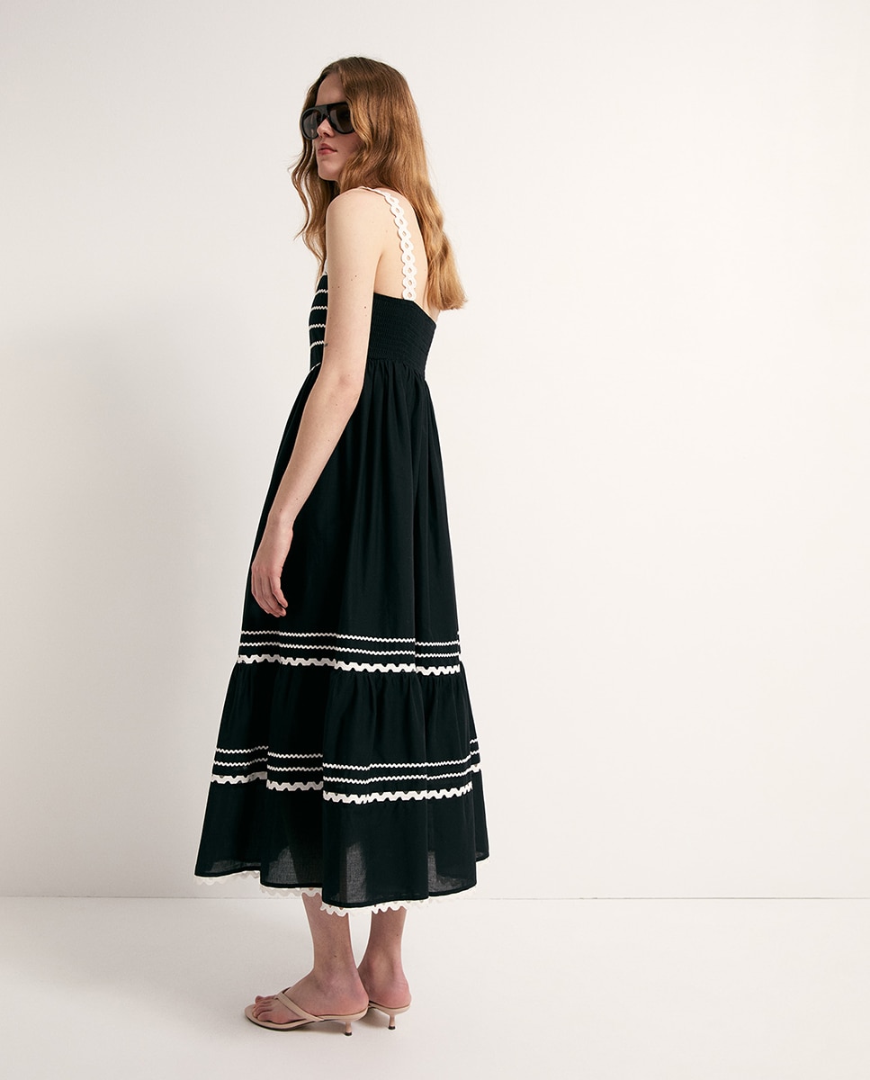 Vestido com fitas Preto-4
