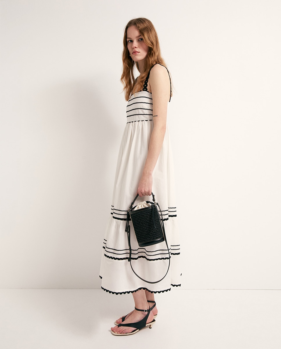 Vestido com fitas Branco-2