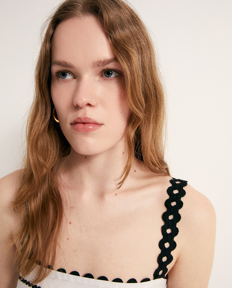 Vestido com fitas Branco-3