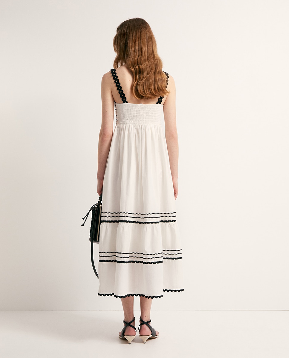 Vestido com fitas Branco-4